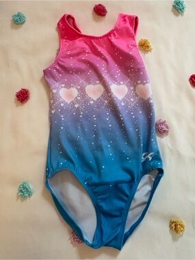 GK Pink to Blue Ombre Heart Print Girls One-Piece Bodysuit